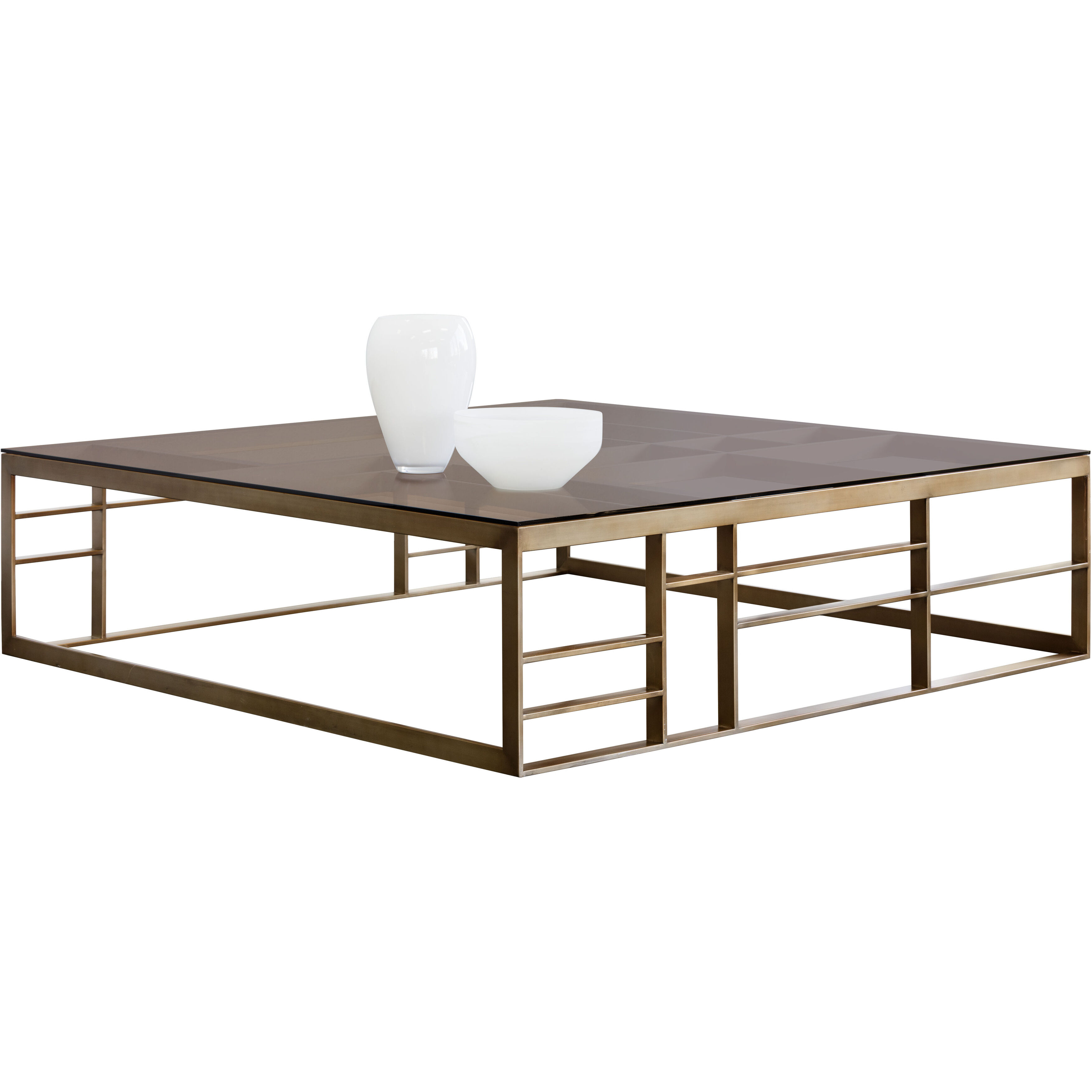 Martha 59 X 59 inch Brown / Antique Brass Coffee Table
